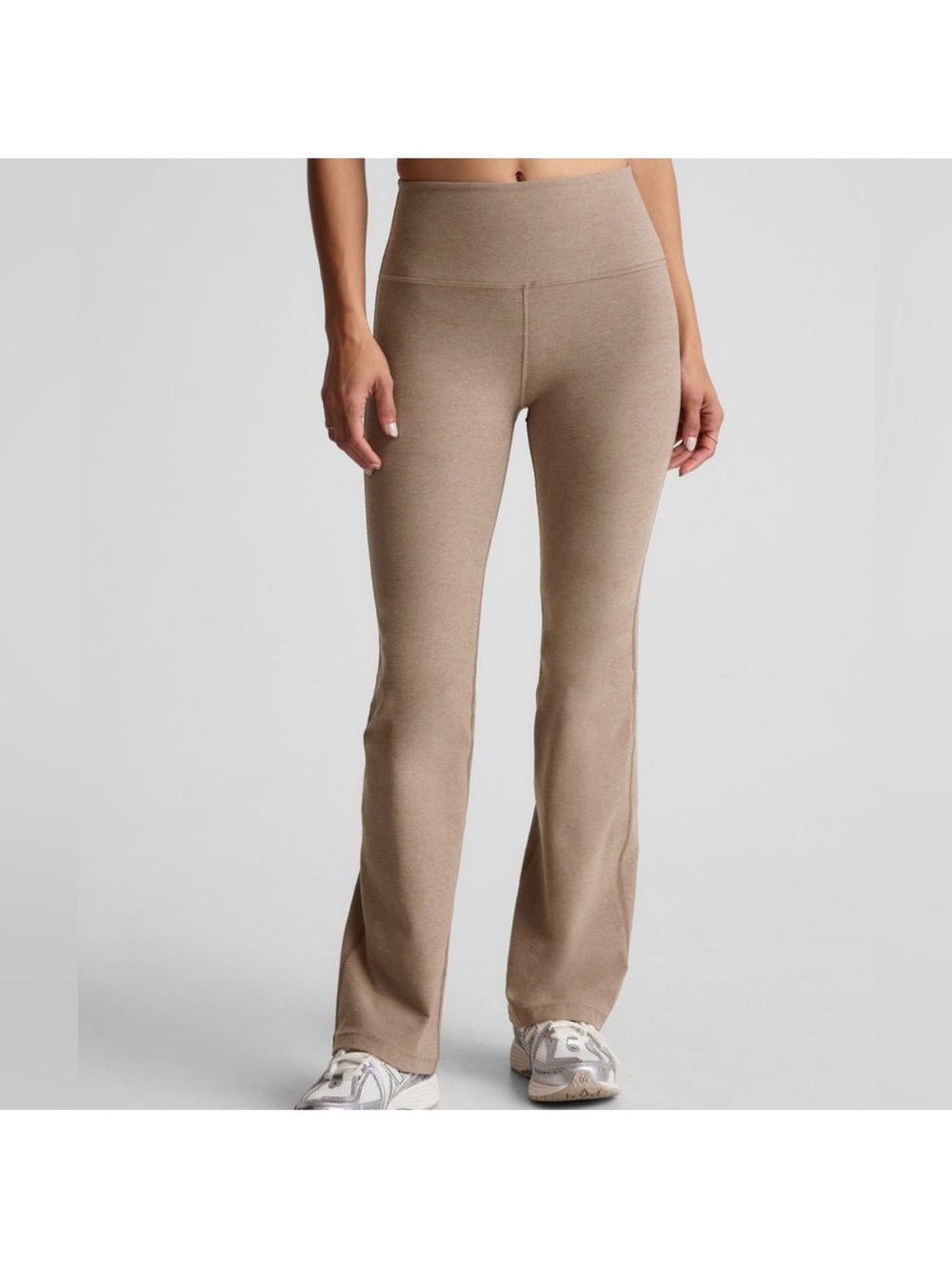 Beyond Yoga Boot Cut Flare Pants in Desert Sand Heather